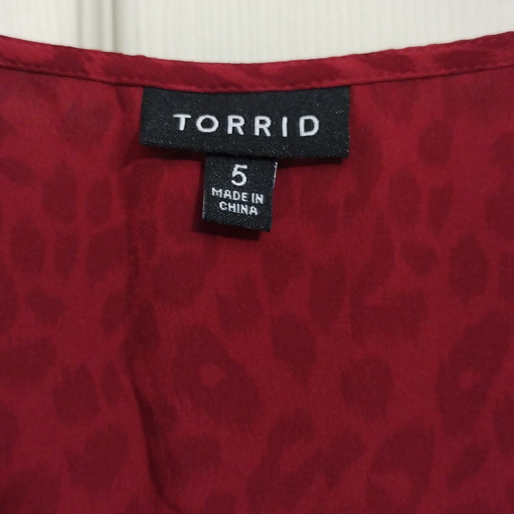 Torrid Burgundy And Leopard Print Button Front An… - image 3